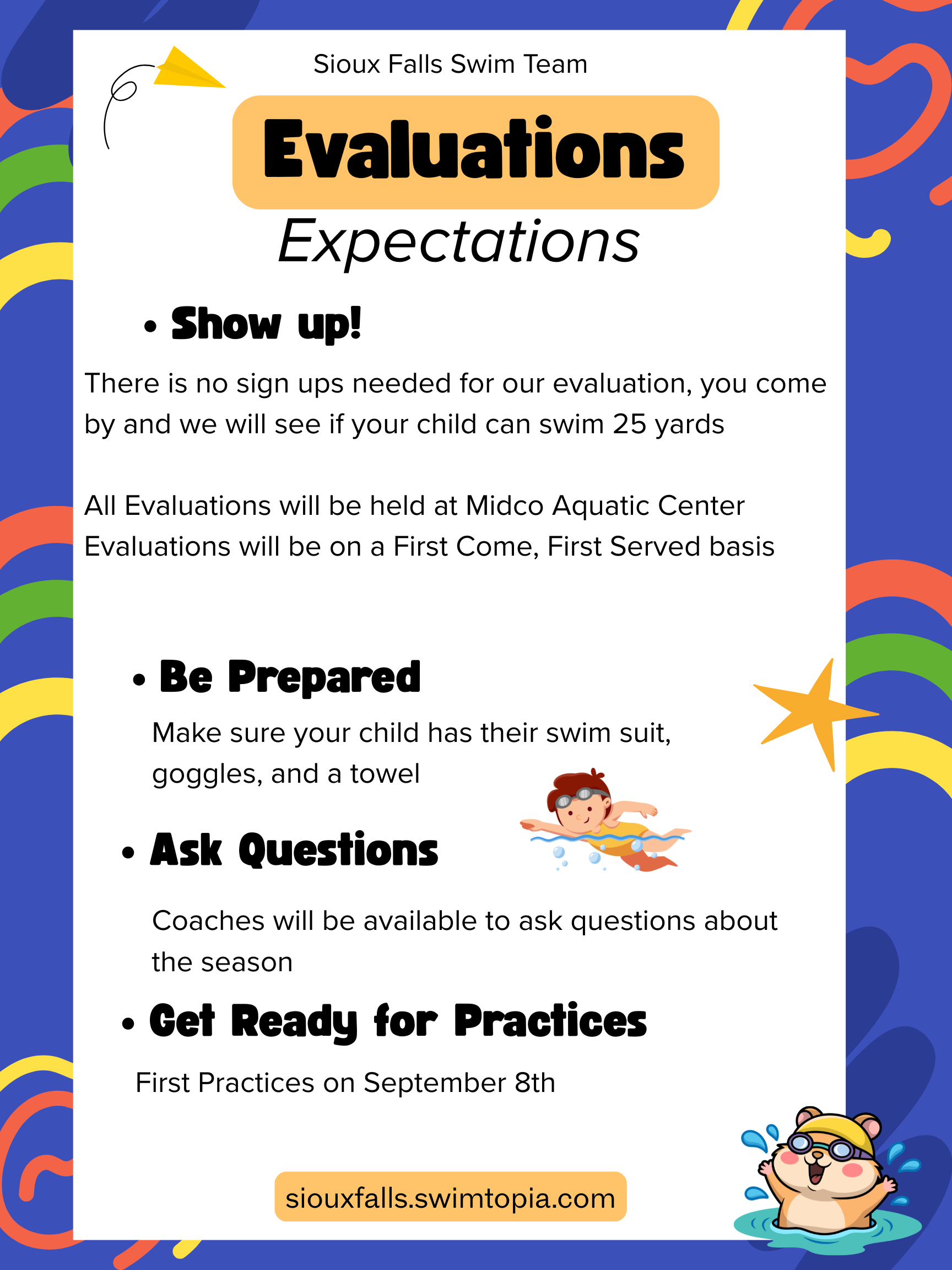 All Fall Evaluations are at Midco!