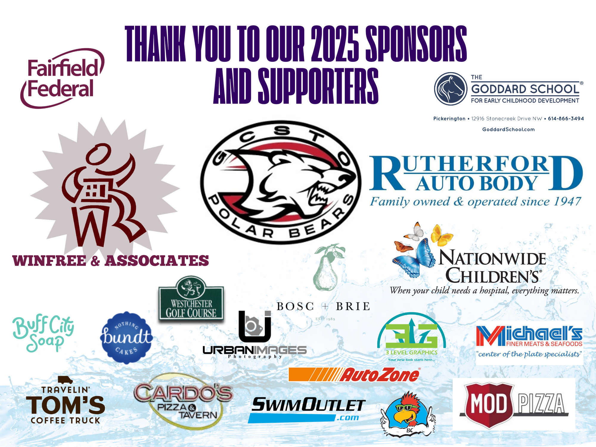 Pickerington Tiger Sharks 2025 Sponsor Logos