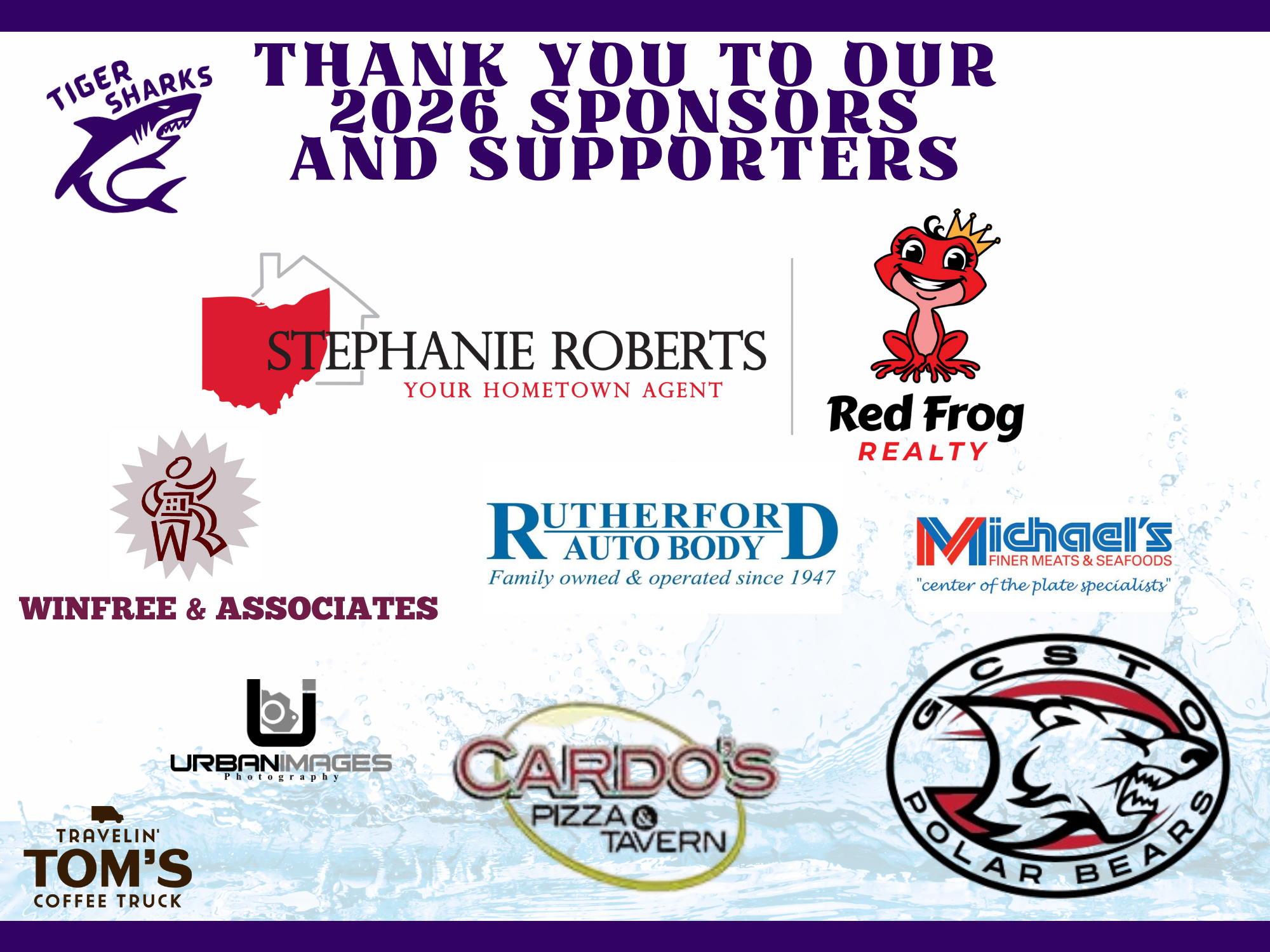Pickerington Tiger Sharks 2025 Sponsor Logos