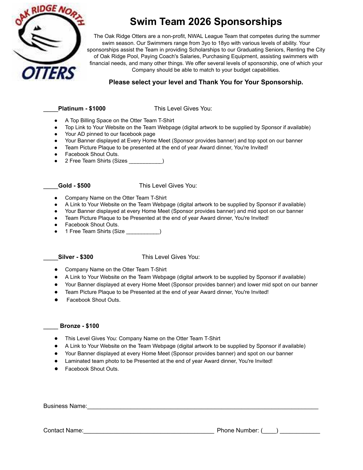 Sponsorship Form 