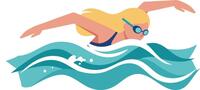 Swimmer-gliding-through-waves-in-a-vibrant-flat-illustration-vector