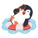 Cute-penguin-swimming-in-rubber-ring-vector