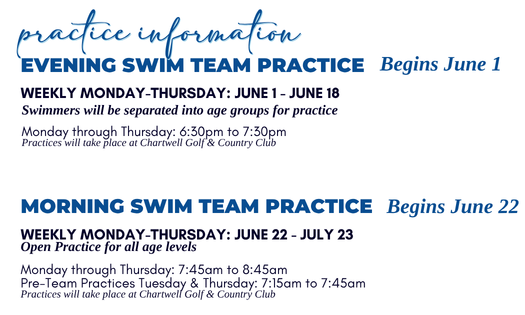 Practice Schedule - Chartwell Chargers