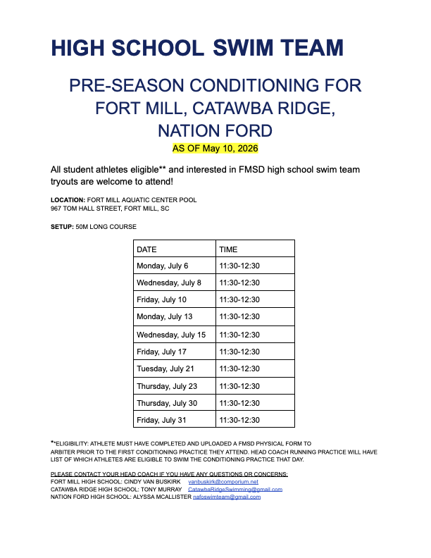 2026 Conditioning Schedule 