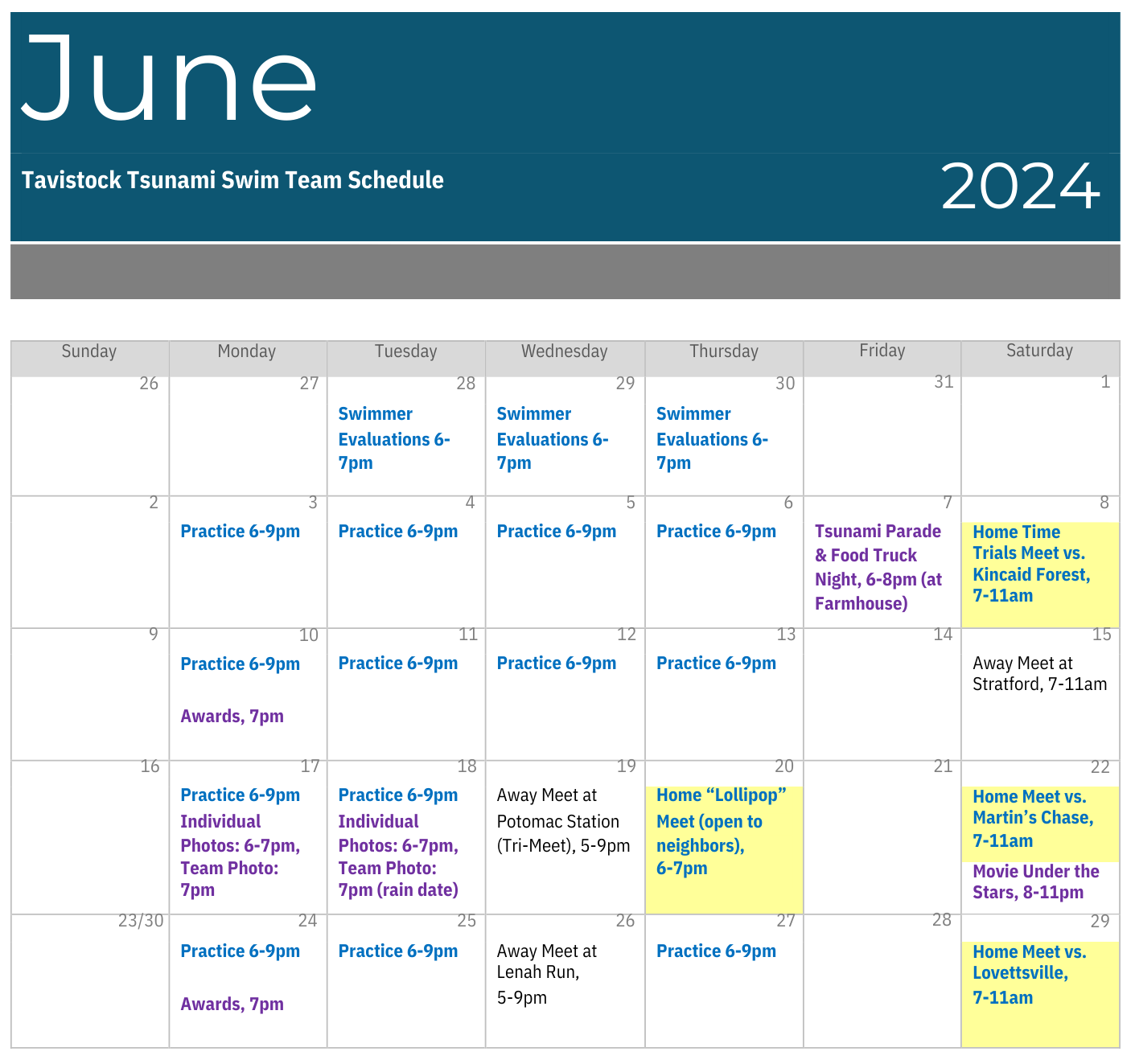 Schedule Tavistock Farms Tsunamis