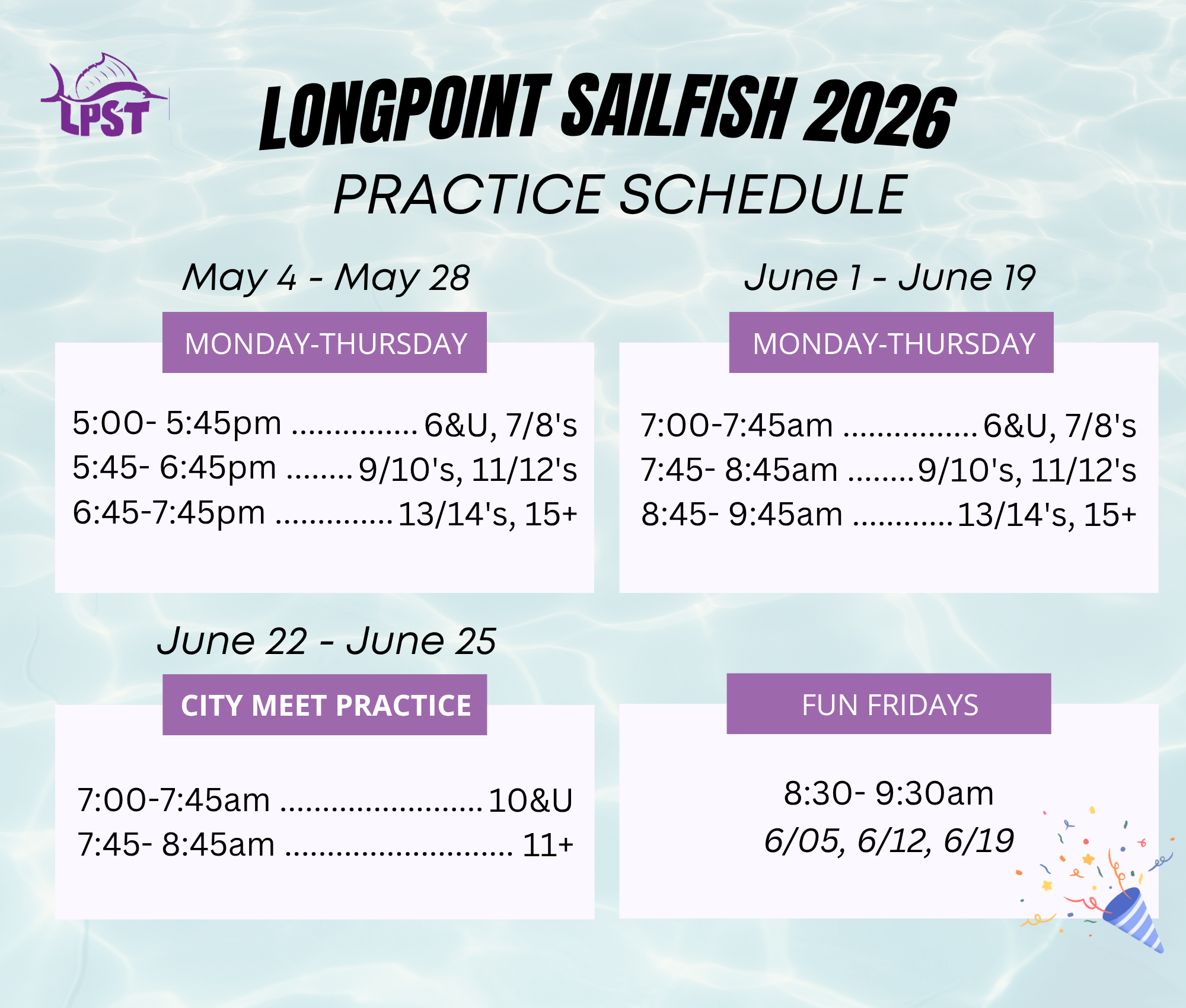 Practice Schedule