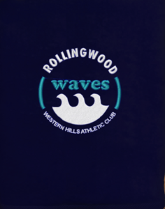 2026 Beach Towel in Navy w/ Waves logo