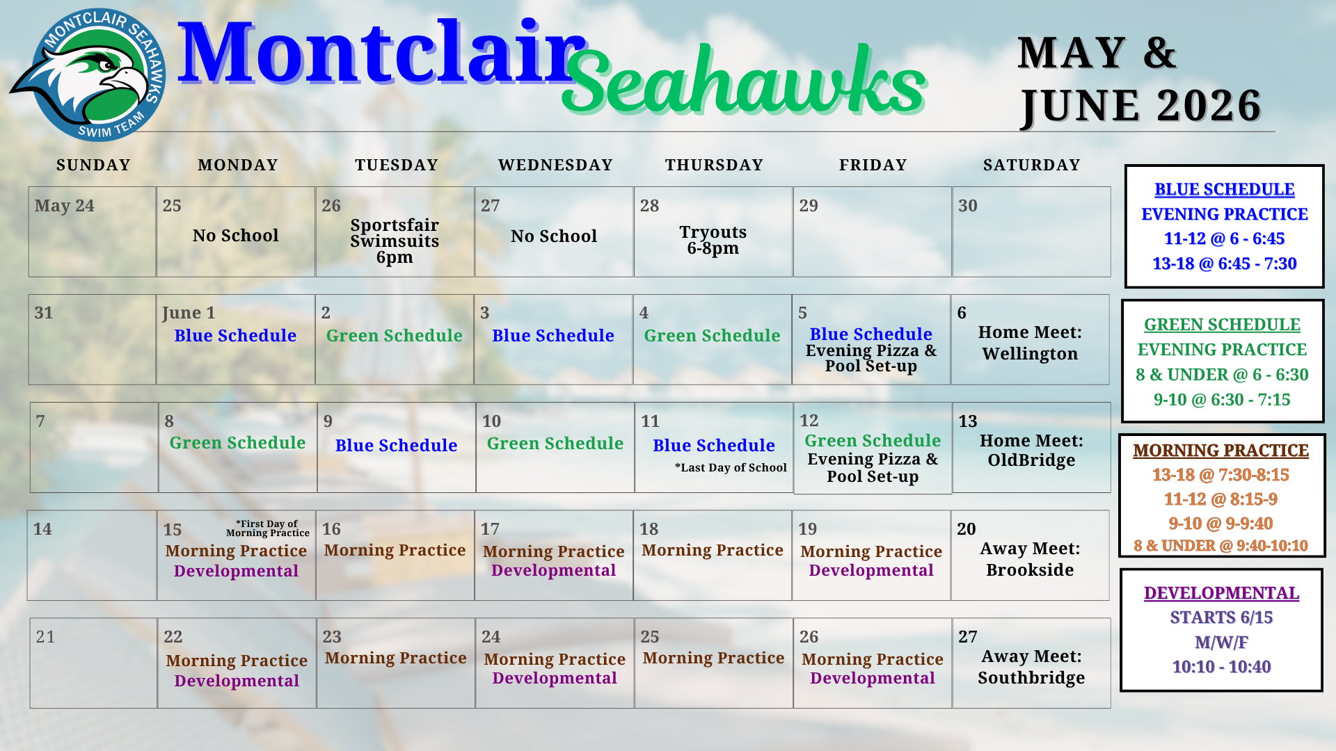 2026 May and June Practice Calendar