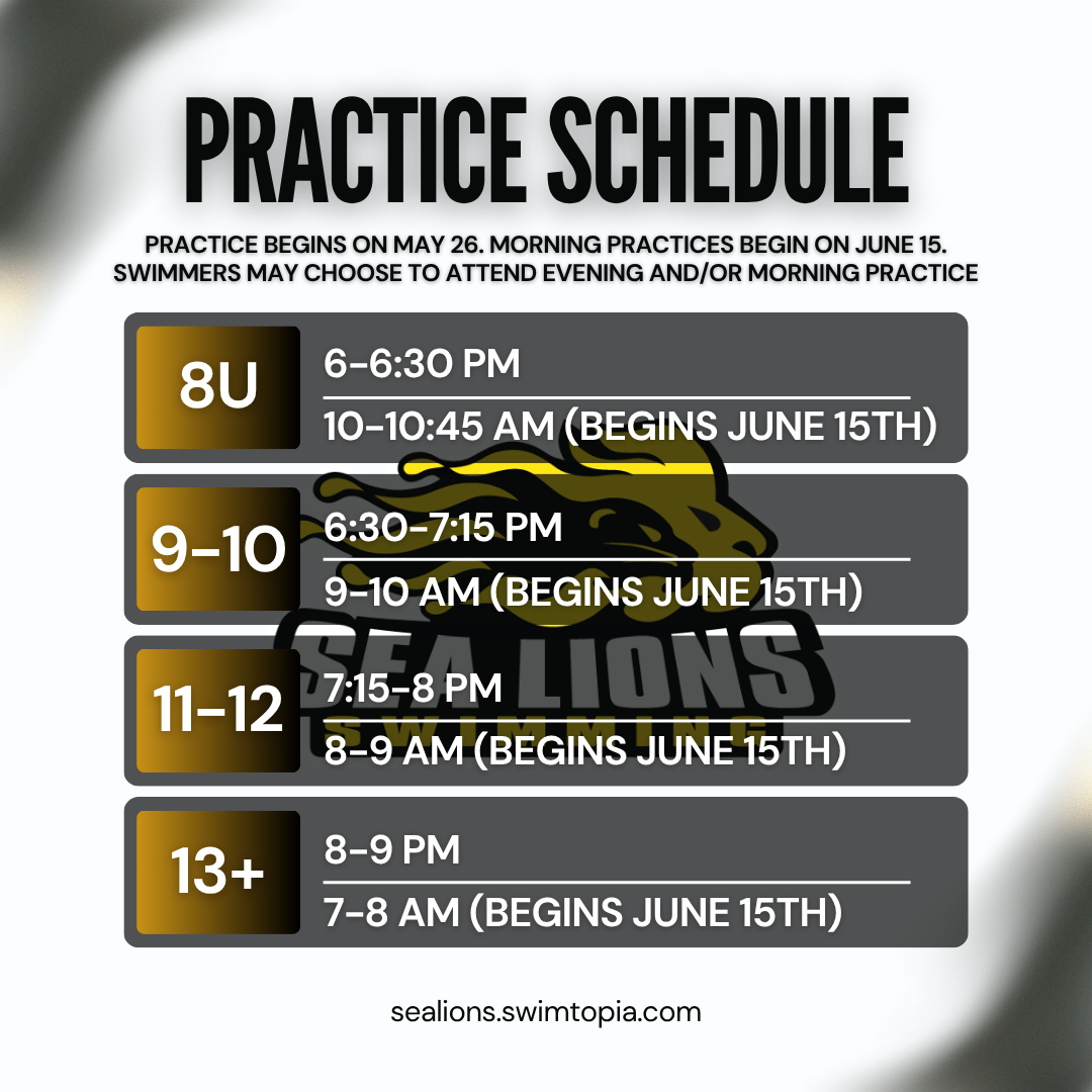 Kingsbrooke Sea Lions Swim Schedule 2025