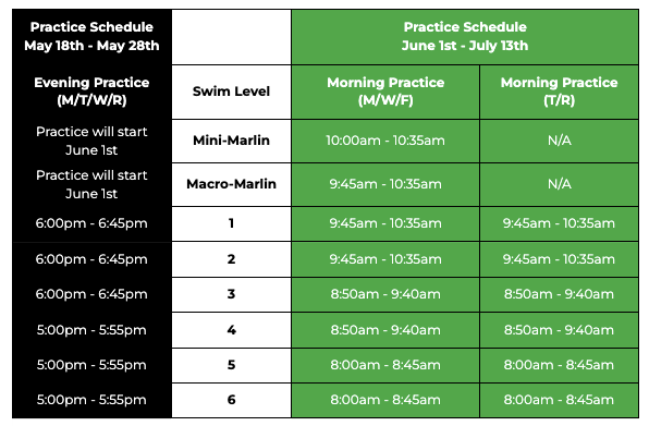 Practice Schedule