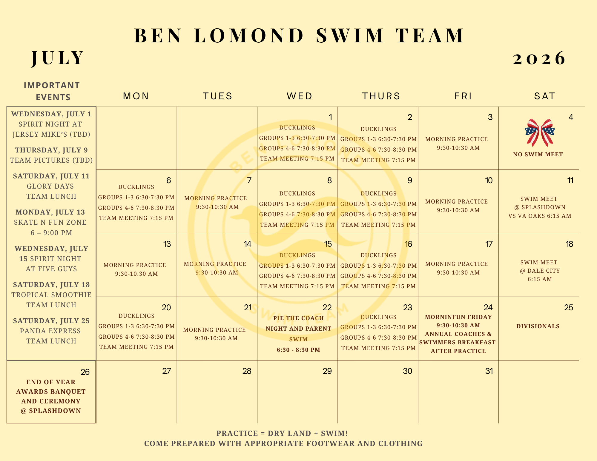 July 2026 Calendar